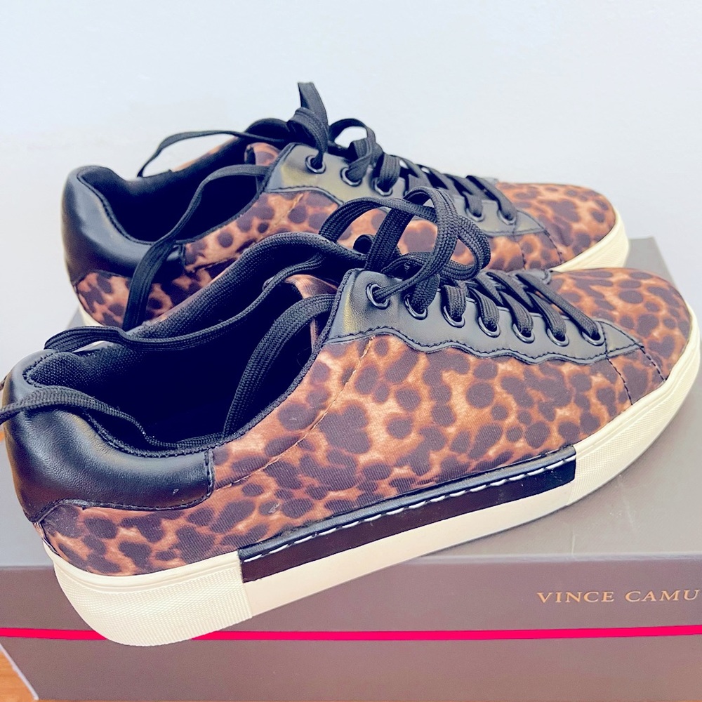 Vince Camuto Rich Brown Multi Rich Leopard Scuba Slip-ons